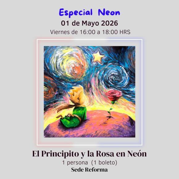 El Principito y la Rosa en Neón